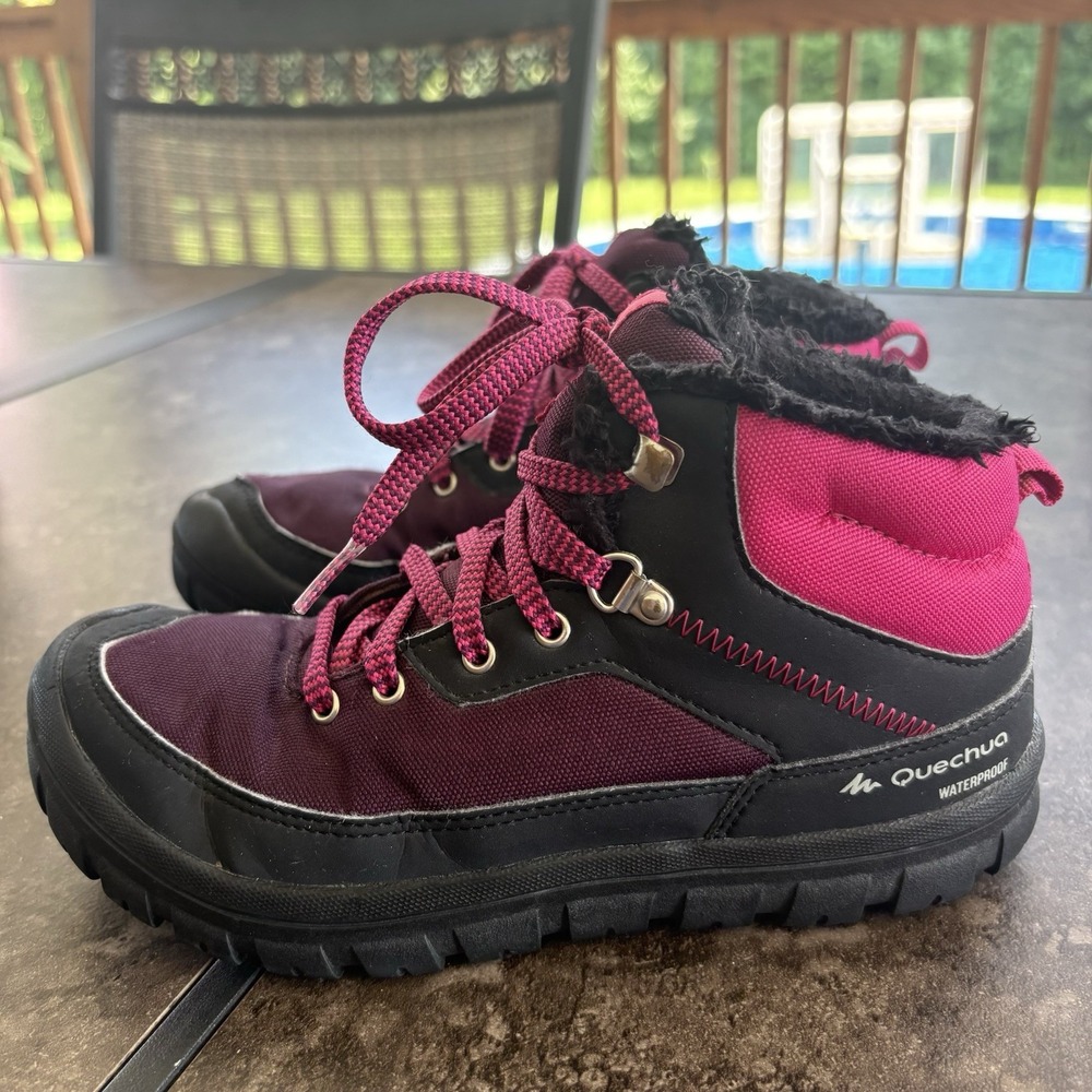 Quechua Decathlon Snow Contact Waterproof 100 Warm Hiking Boots Youth Size 2 - Picture 4 of 9